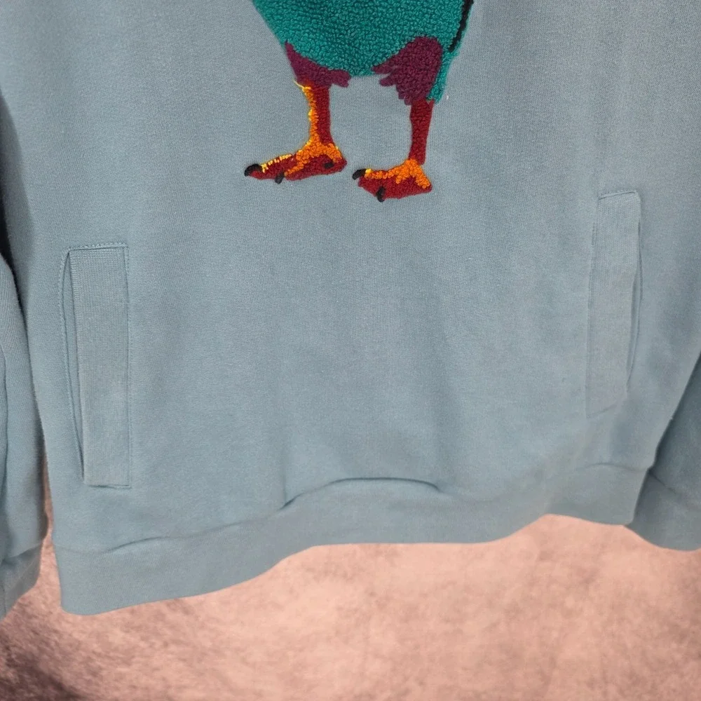 Bonobos Hoodie Mens Small Blue Puffin Bird Embroider Fleece Hooded Sweatshirt